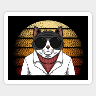 cat fashion sunset retro Sticker